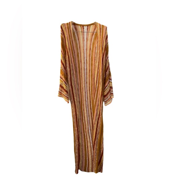 Forever 21 Knit Summer Fall Long Cardigan Duster White Pink Amber Rust Small - Picture 1 of 8